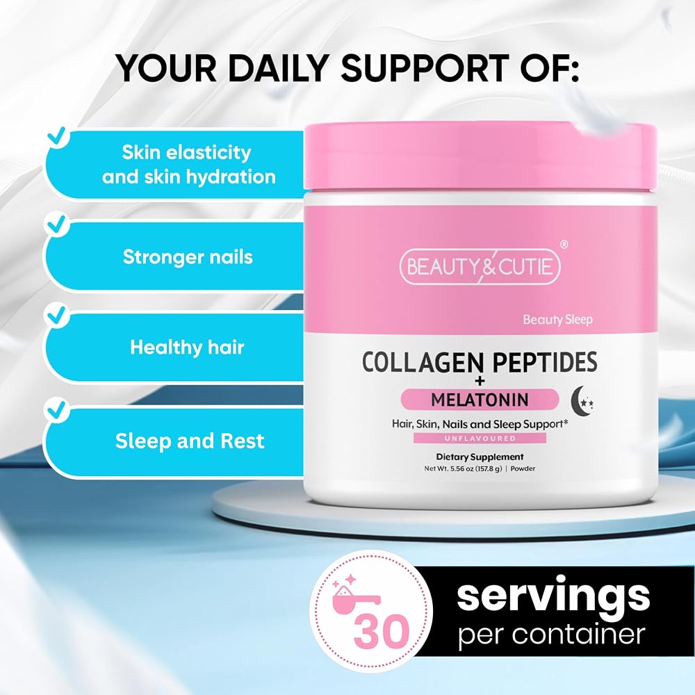 BEAUTY AND CUTIE Melatonin 5 mg Collagen Peptides Powder - 5.56 oz - image 3