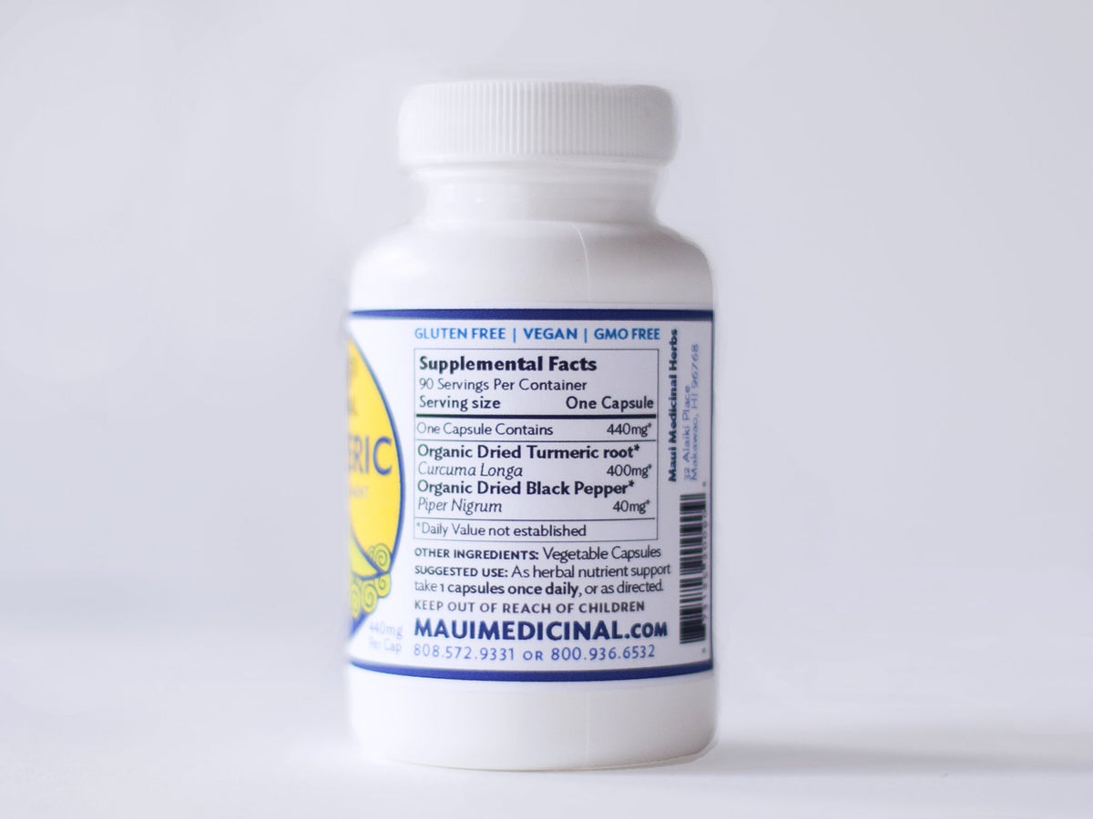 Maui Medicinal Herbs Organic Turmeric & Black Pepper - 90 Vegetarian Capsules - image 3