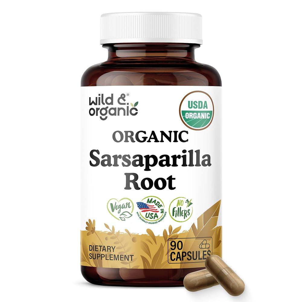 Wild & Organic Sarsaparilla Root 1000mg Capsules - Skin & Detox