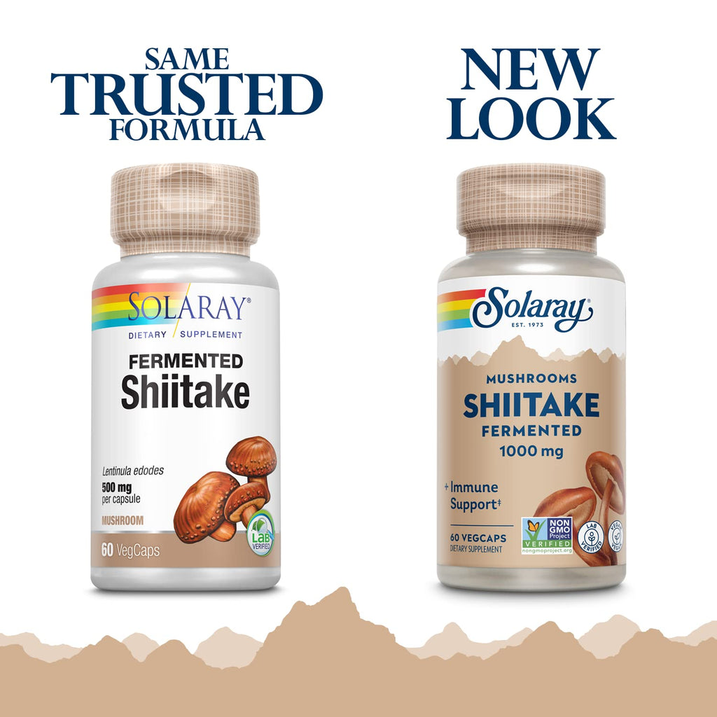 SOLARAY Fermented Shiitake Mushroom 500 mg - 60 Vegetarian Capsules - image 2