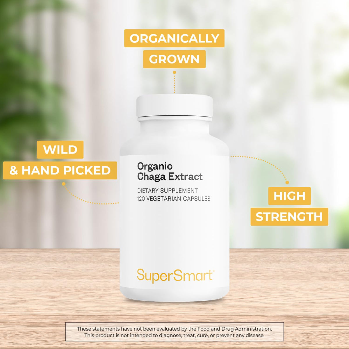 Supersmart Organic Chaga Extract 1500mg - 90 Vegetarian Capsules - image 3