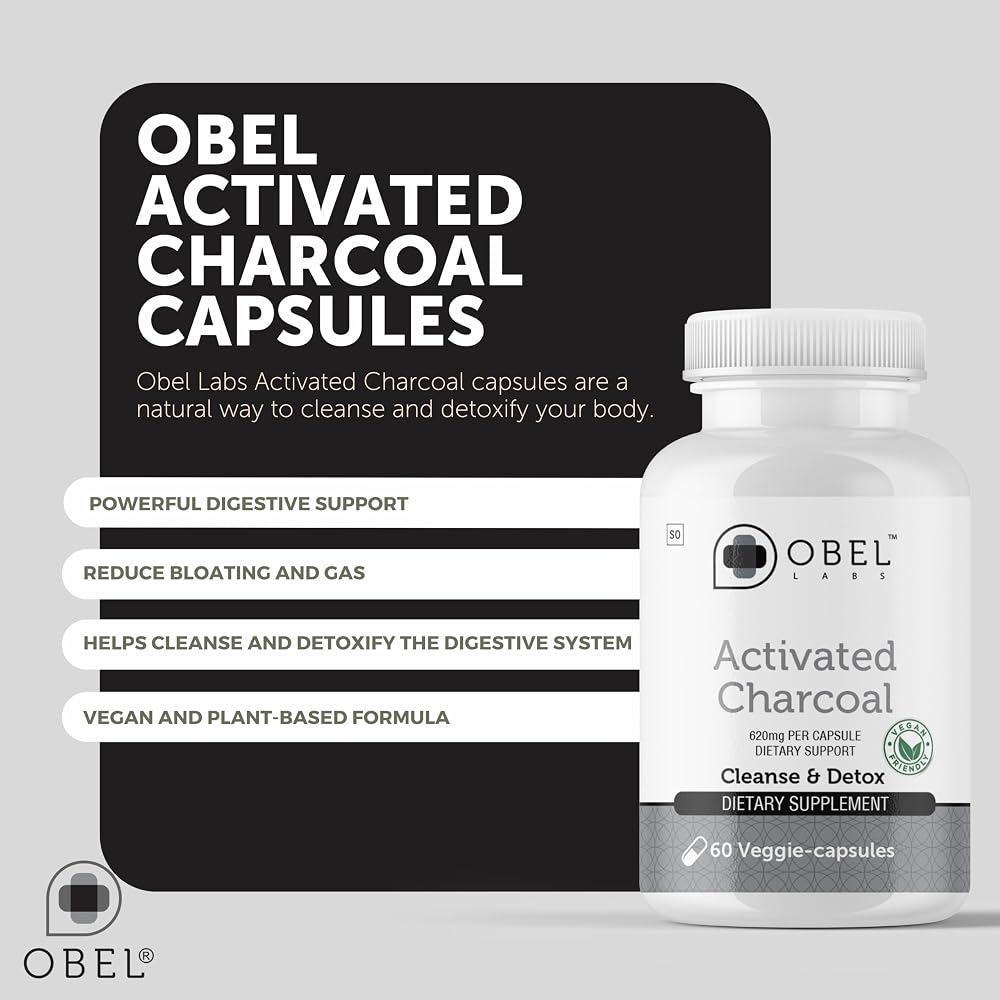 obel Coconut Activated Charcoal 620 mg Digestive Support - 60 Capsules - image 4