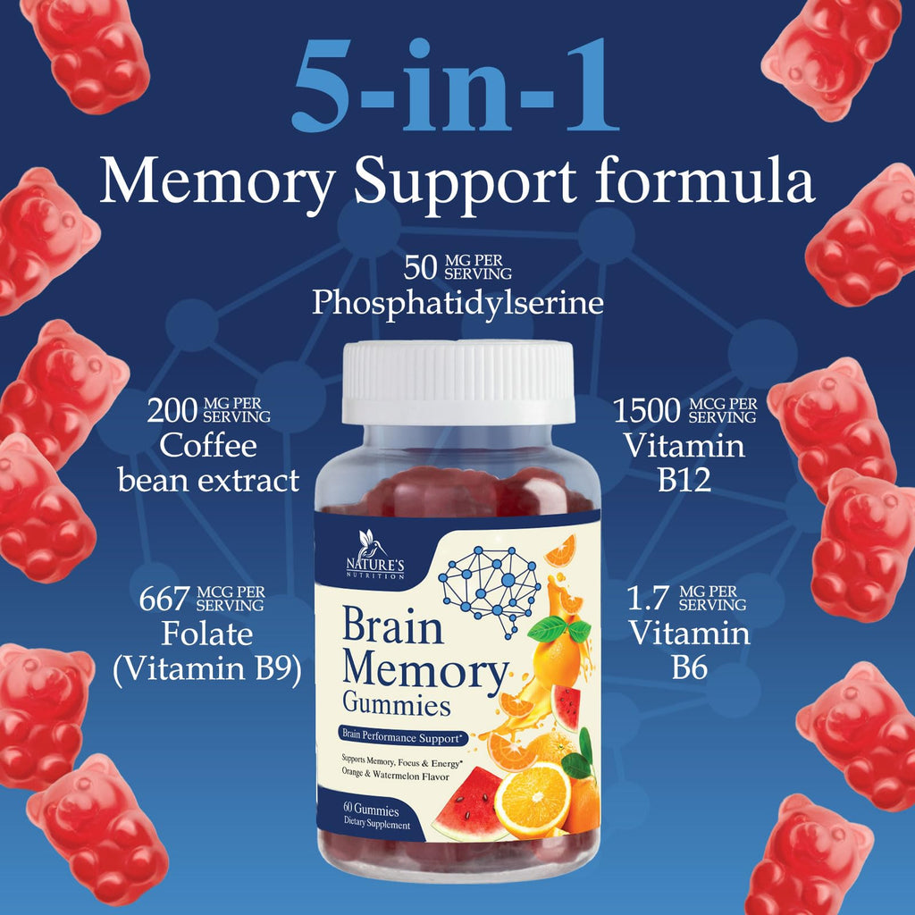 Nature's Nutrition Brain Supplement Gummies for Memory & Focus - 60 Gummies - image 6