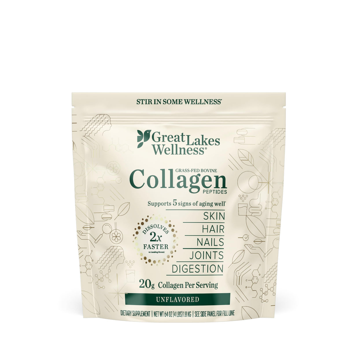 Great Lakes Wellness Collagen Peptides Powder Unflavored - 64 oz