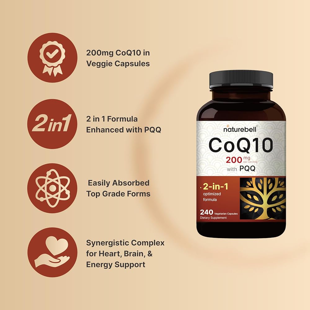 NatureBell CoQ10 200mg with PQQ - 240 Vegetarian Capsules - image 3