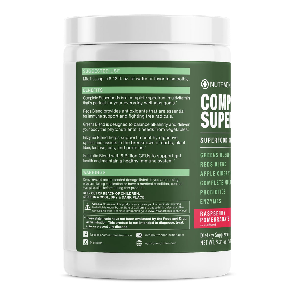 NutraOne Complete Superfoods Greens & Reds Powder - 30 Servings - image 3