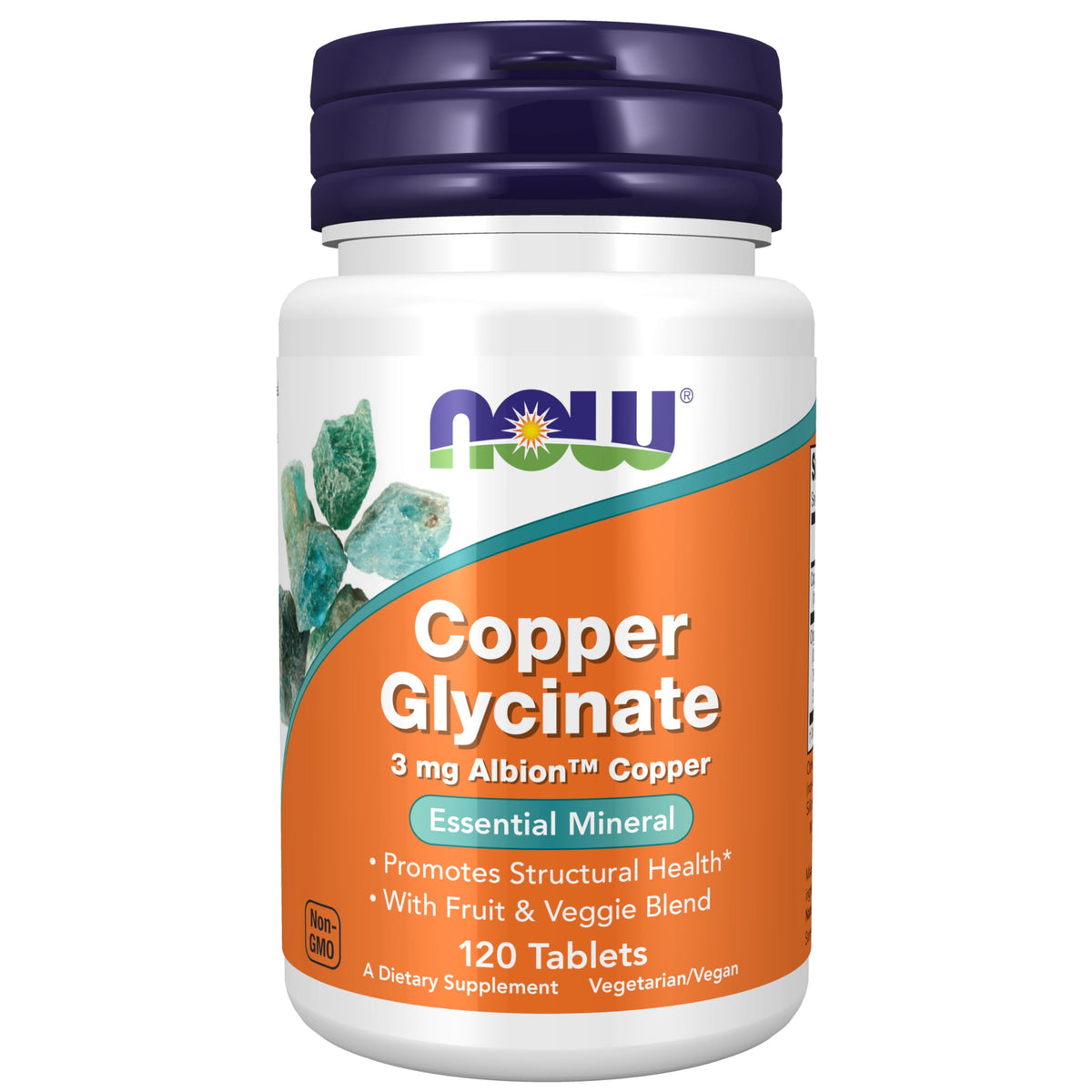 NOW Copper Glycinate 3 mg with Albion Copper - 120 Tablets