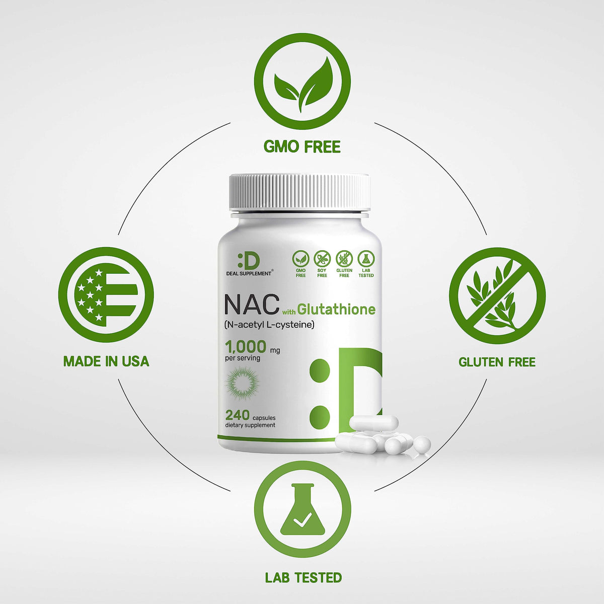 DEAL SUPPLEMENT NAC N-Acetyl Cysteine 1000mg - 480 Capsules - image 3