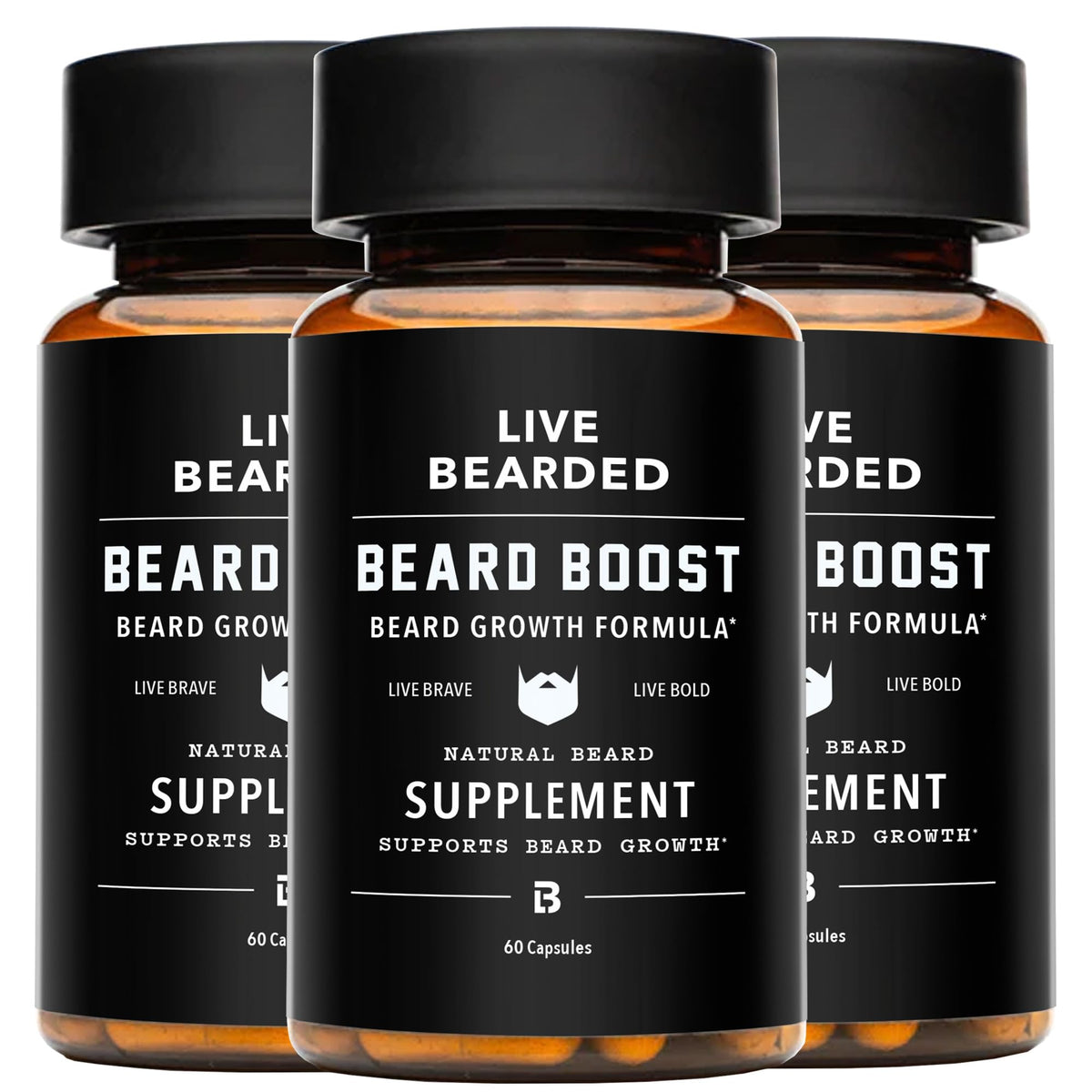 Live Bearded Beard Boost - Beard Growth Vitamins for Men with Biotin