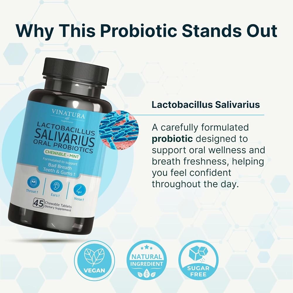 VINATURA Lactobacillus Salivarius Oral Probiotics - 45 Tablets - image 4