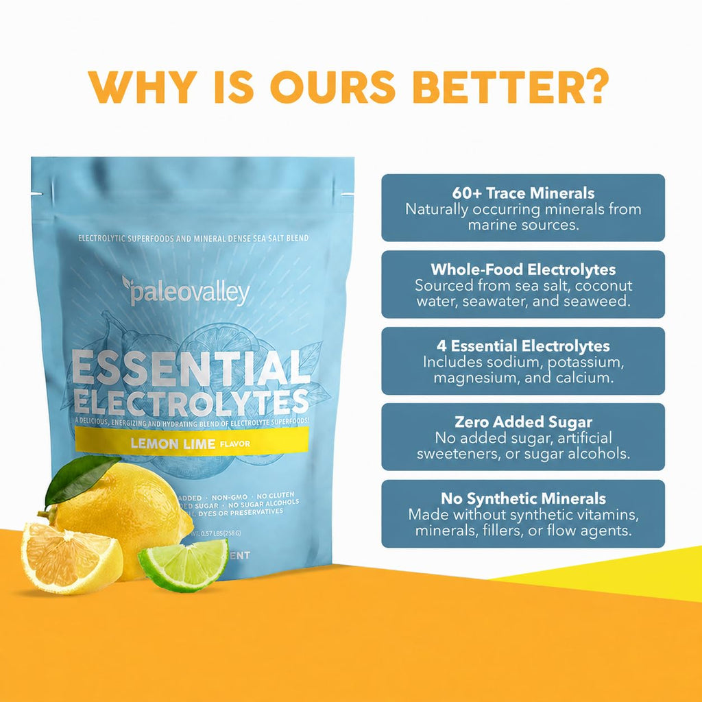 Paleovalley Essential Electrolytes Powder - Full Spectrum Lemon Lime