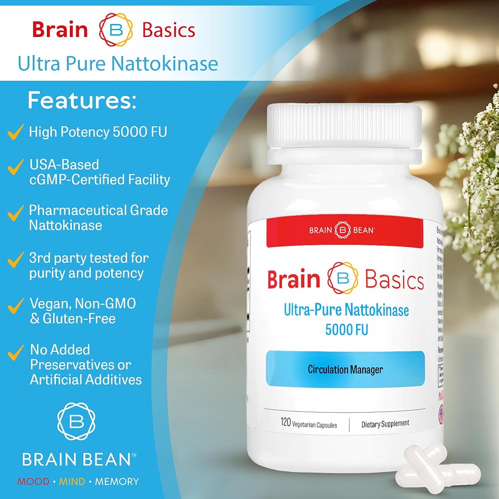 Brain Bean Nattokinase 5000 FU Circulation Support - 120 Capsules - image 5