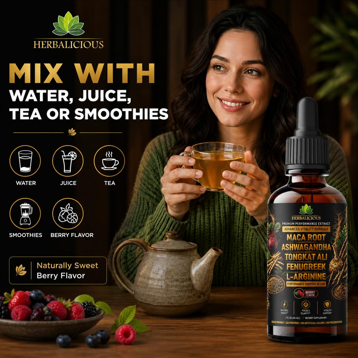 HERBALICIOUS Ashwagandha Supplement - Organic Withania Somnifera Root