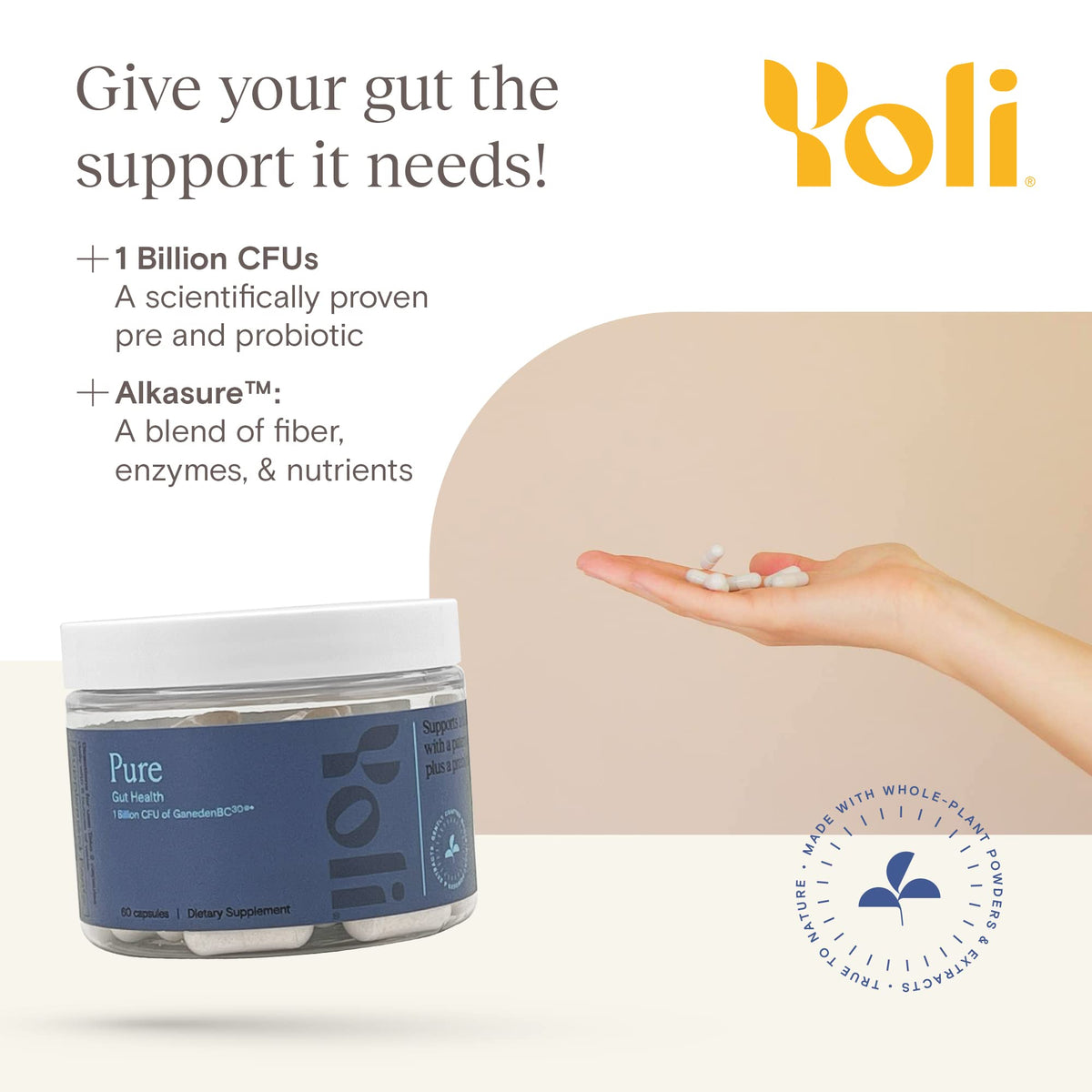 Yoli Pure Probiotics for Digestive Health - 60 Capsules - image 2