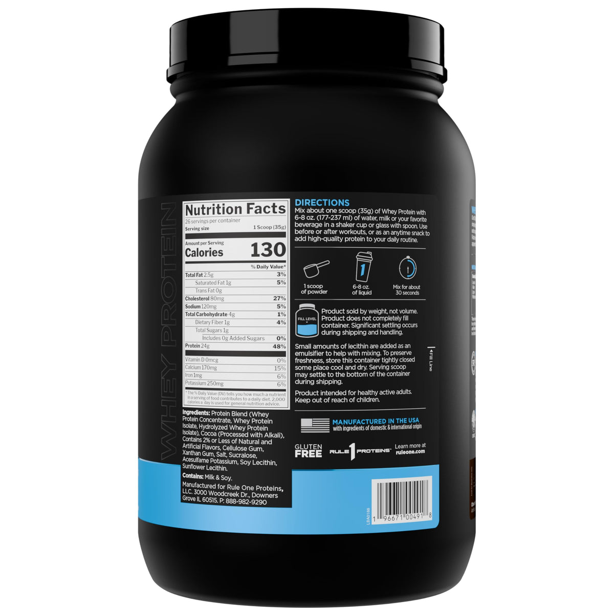 Rule 1 Proteins Whey Protein Powder Chocolate Fudge - 26 Servings - image 3