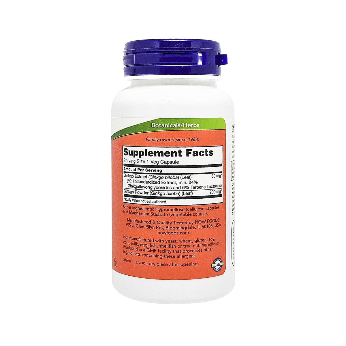 Now Foods Ginkgo Biloba 60mg - 60 Vegetarian Capsules - image 3