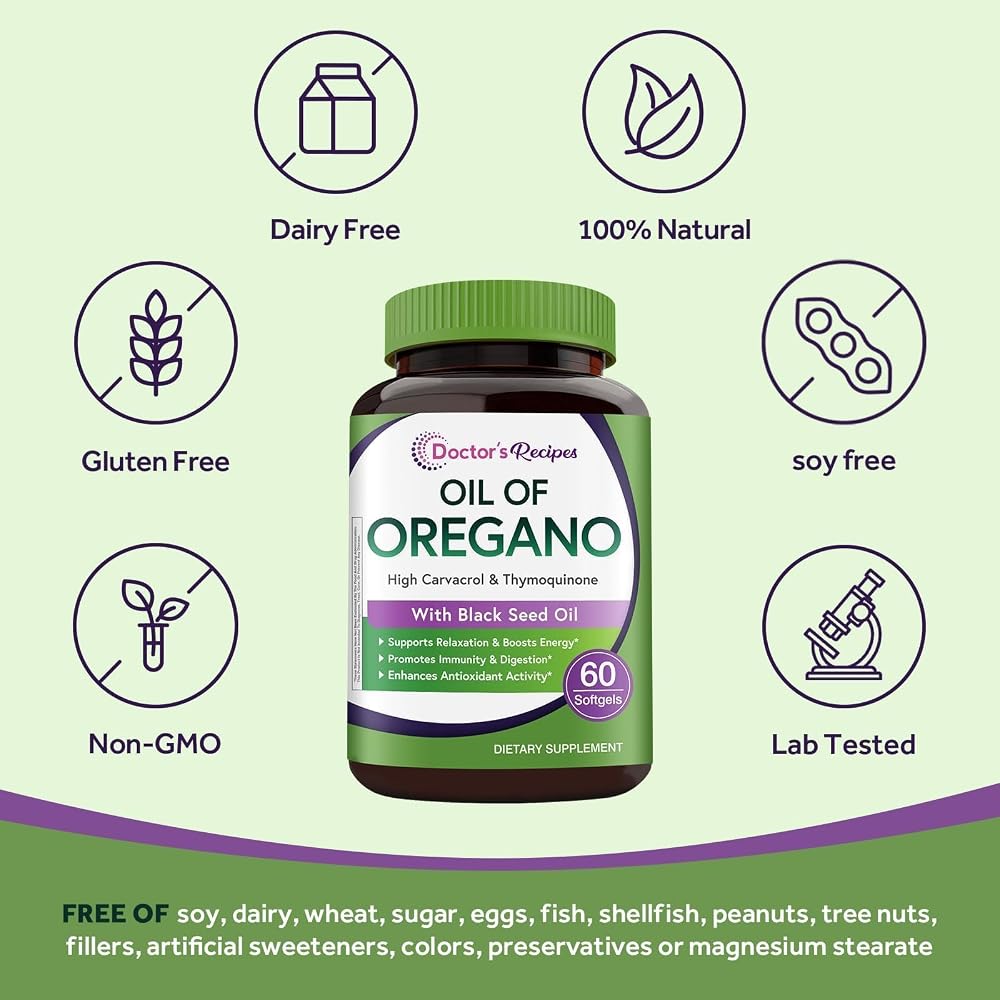 Doctor's Recipes Oil of Oregano with Black Seed Oil - 60 Softgels - image 5