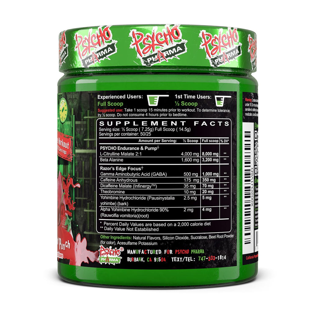 Psycho Pharma Edge of Insanity High-Stim Pre-Workout Powder