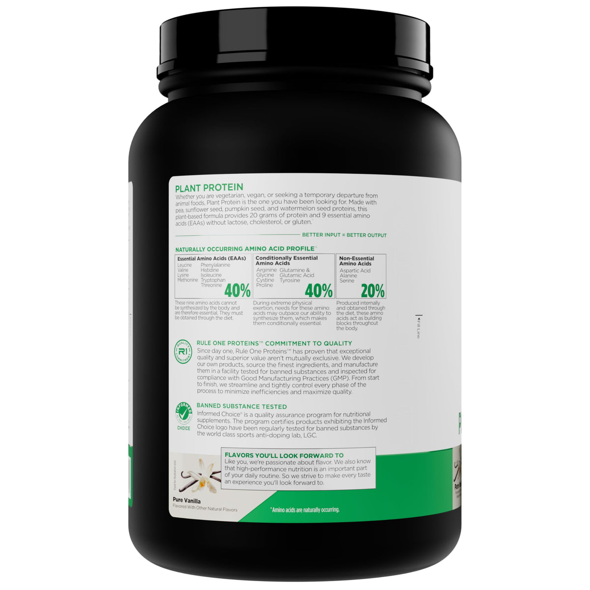Rule 1 Proteins Plant Protein Pure Vanilla - 20 Servings - image 3