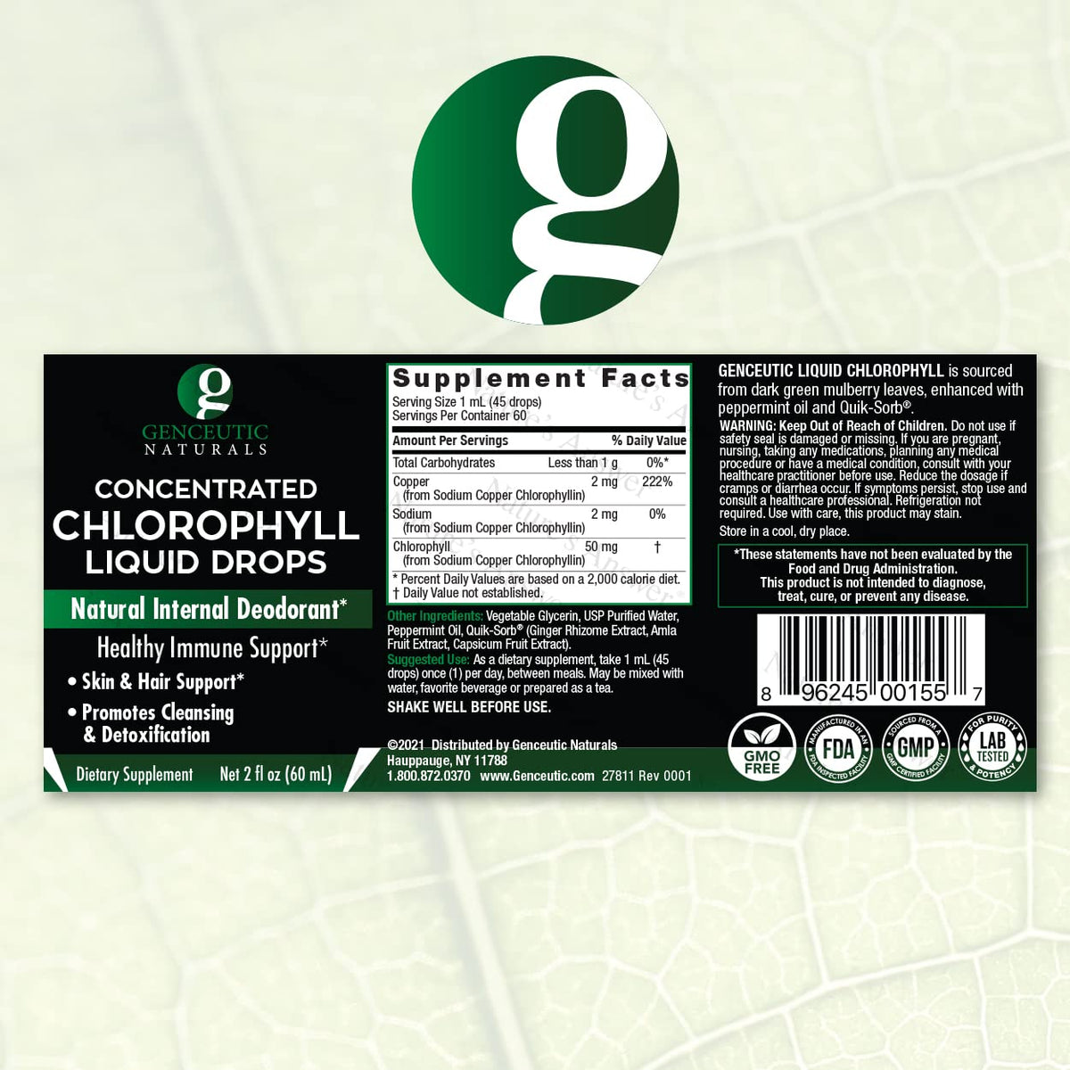 Genceutic Naturals Liquid Chlorophyll Drops for Immune Support - 2oz - image 2