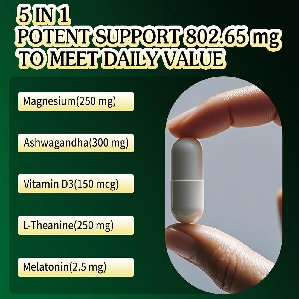 VPKIN Magnesium Ashwagandha Supplement with L-Theanine - 120 Capsules - image 3