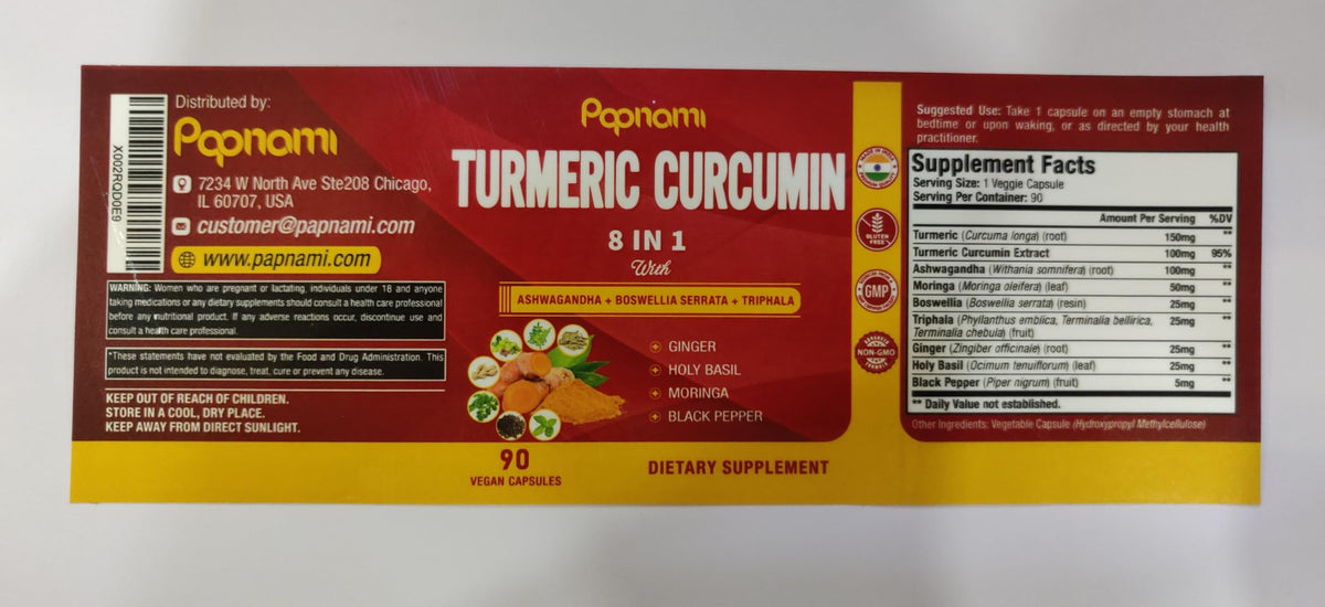 Papnami Turmeric Curcumin Extract Capsules - 90 Count - image 4