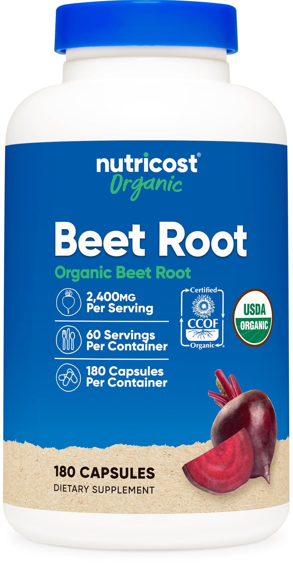 Nutricost Beet Root 2400mg Organic - 180 Capsules