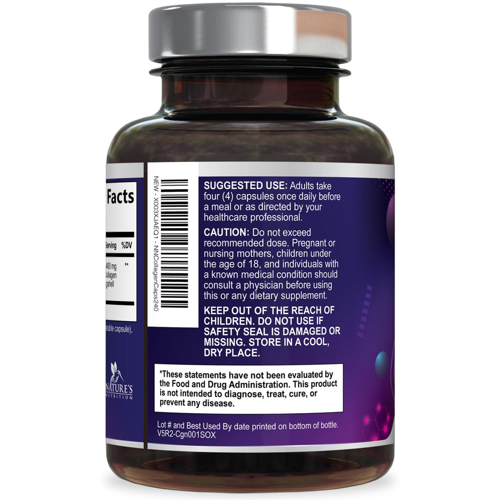 Nature's Nutrition Multi Collagen Complex Pills - Hydrolyzed Collagen