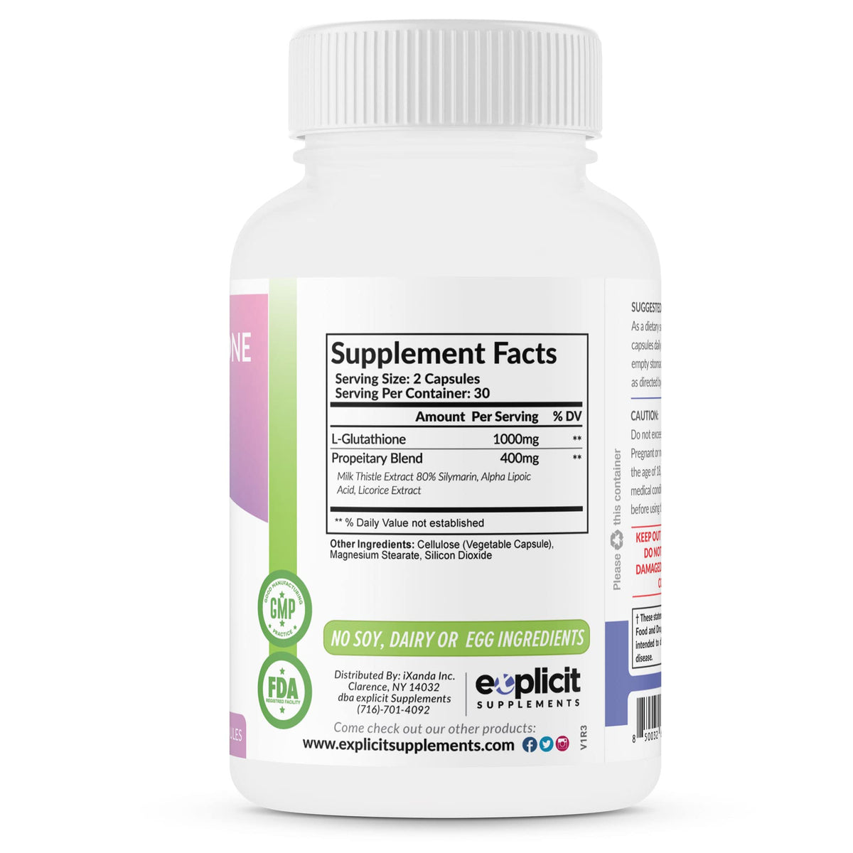 eXplicit Supplements L-Glutathione 1000mg - 60 Capsules - image 7