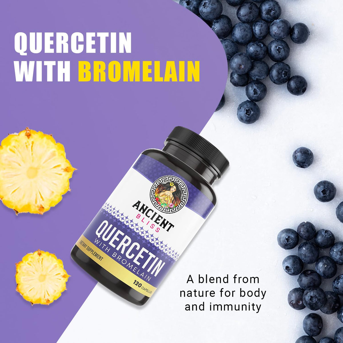 Ancient Bliss Quercetin with Bromelain 1000mg - 120 Capsules - image 2