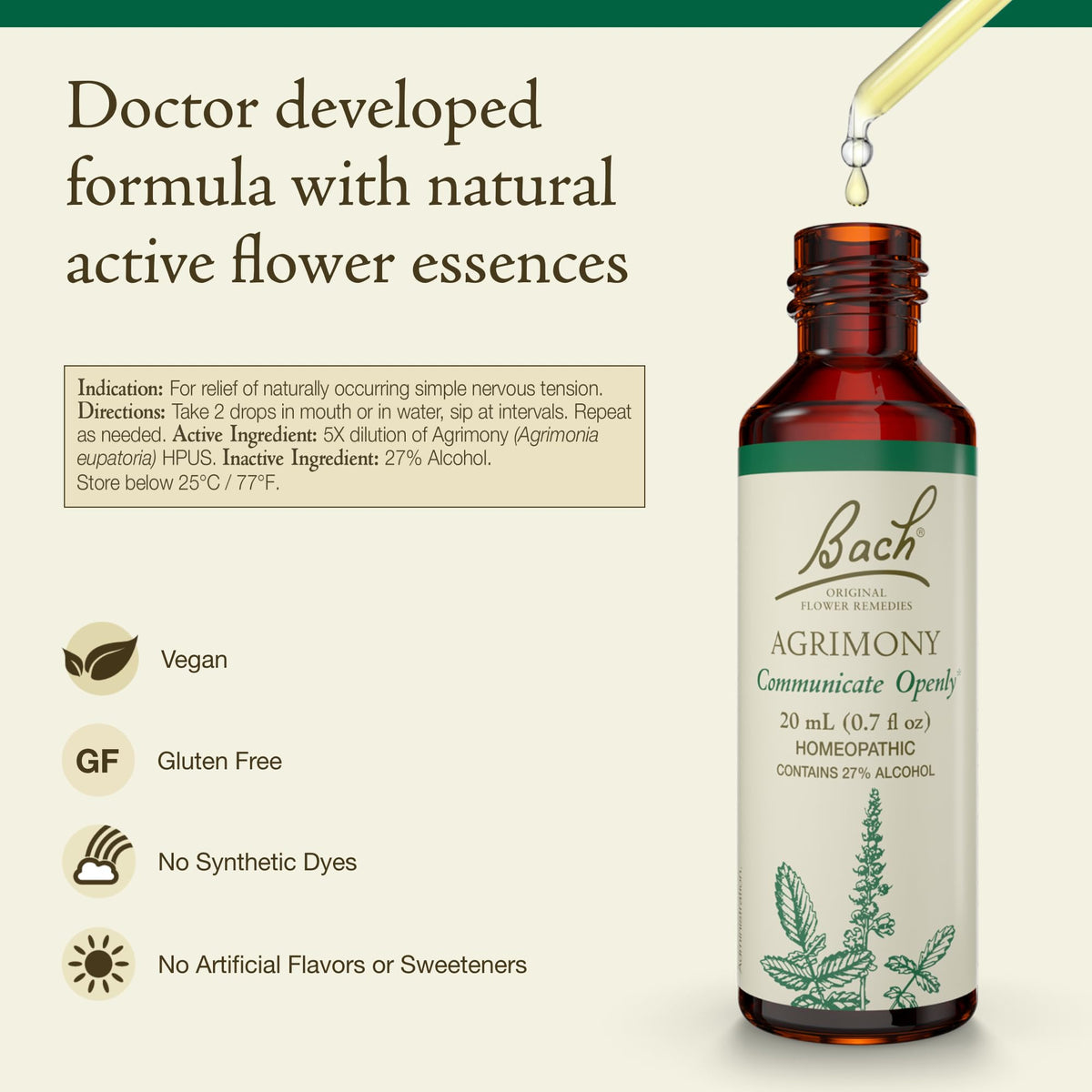 Bach Flower Remedies Agrimony Communicate Openly - 20mL - image 2