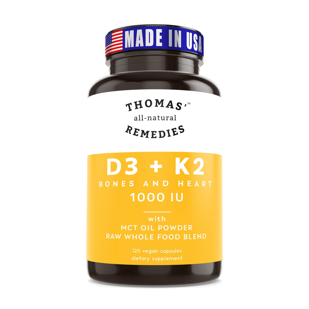 Thomas' All-Natural Remedies D3 + K2 1000 IU - 120 Capsules