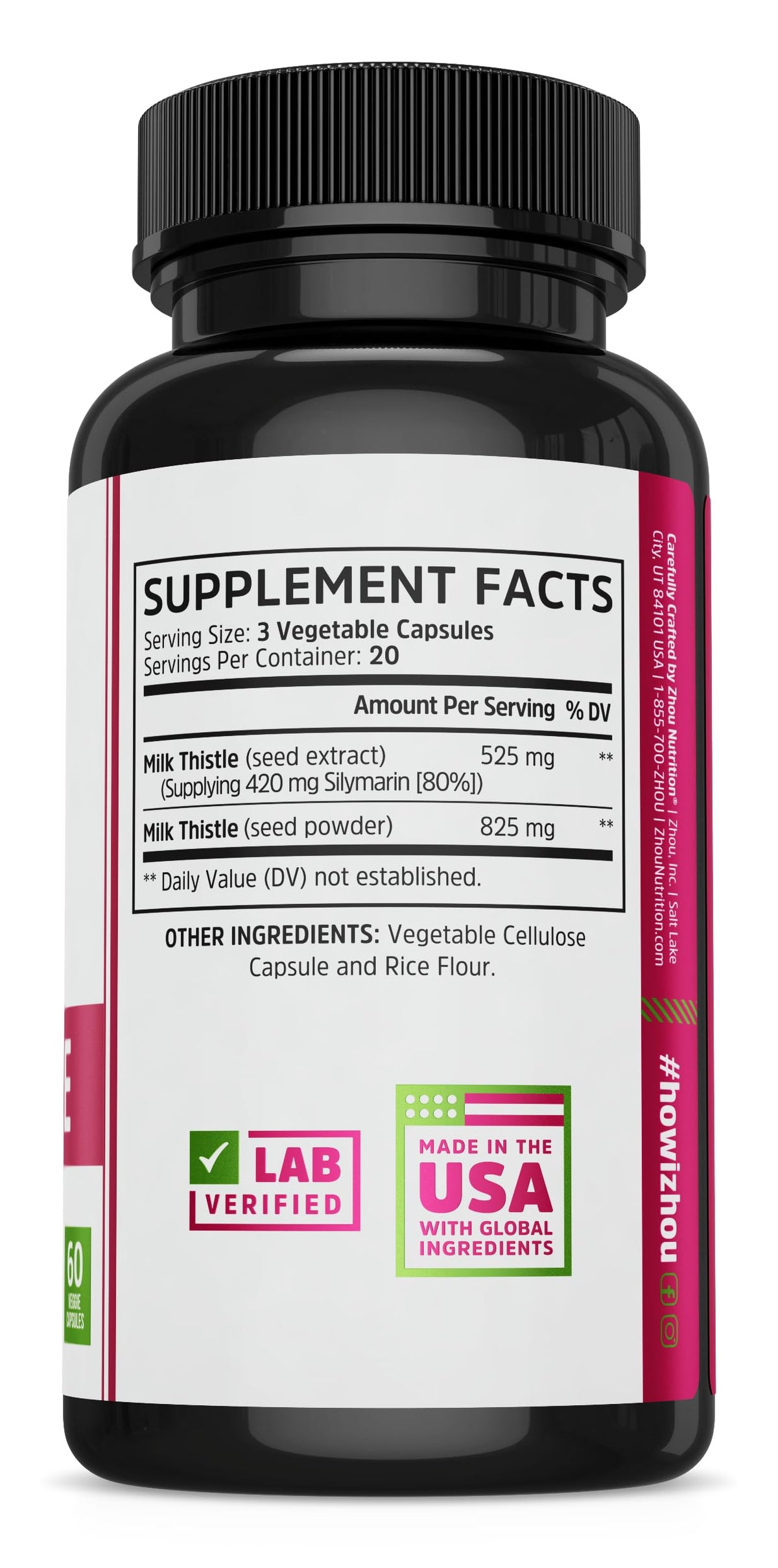 ZHOU Milk Thistle Liver Health Supplement - 60 Vegetarian Capsules - image 2