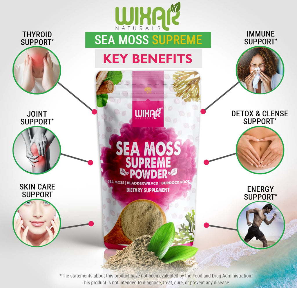 WIXAR NATURALS Sea Moss Powder with Bladderwrack & Burdock - 8 Ounces - image 4