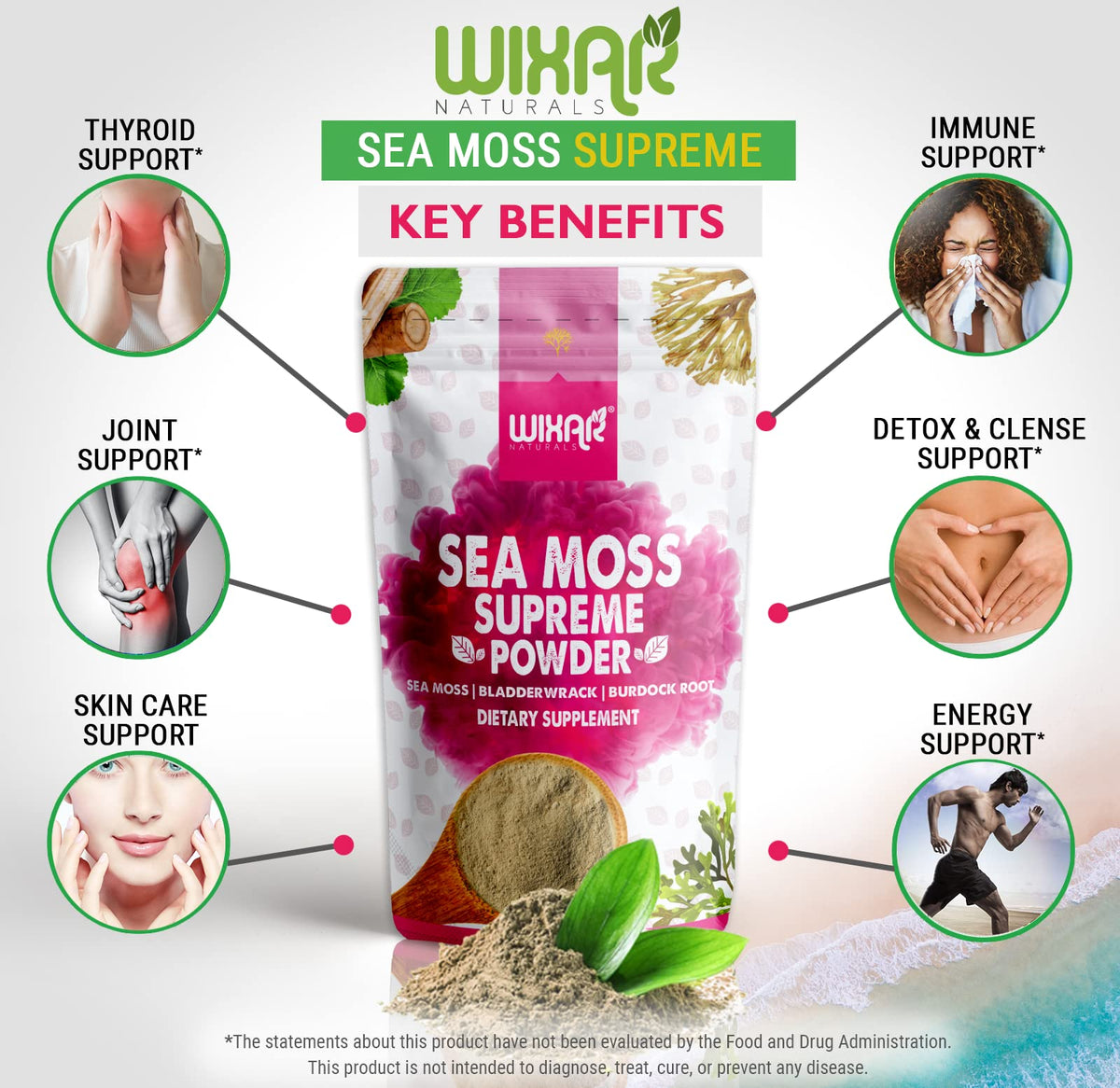 WIXAR NATURALS Sea Moss Powder with Bladderwrack & Burdock - 8 Ounces - image 4