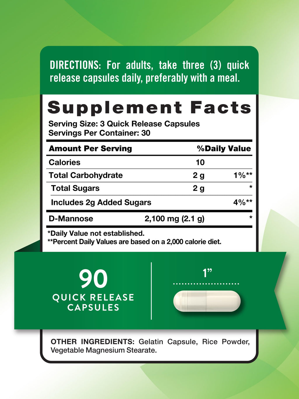 Nature's Truth D-Mannose Pills 2100mg - 90 Capsules - image 2
