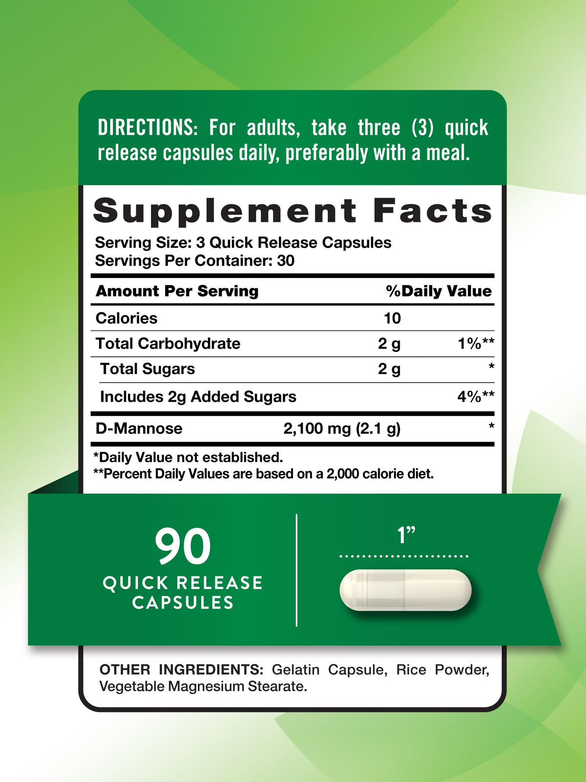 Nature's Truth D-Mannose Pills 2100mg - 90 Capsules - image 2