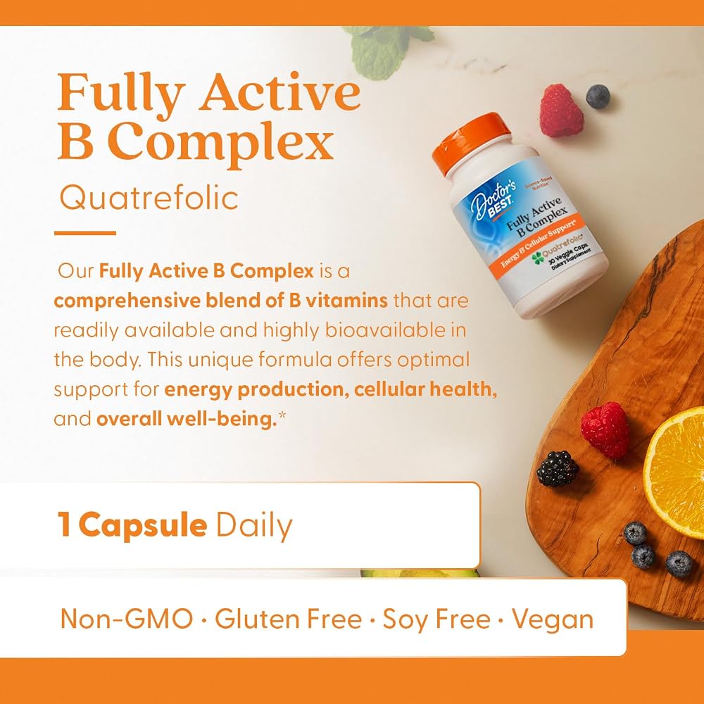 Doctor's BEST Fully Active Vitamin B Complex - 30 Vegetarian Capsules - image 5