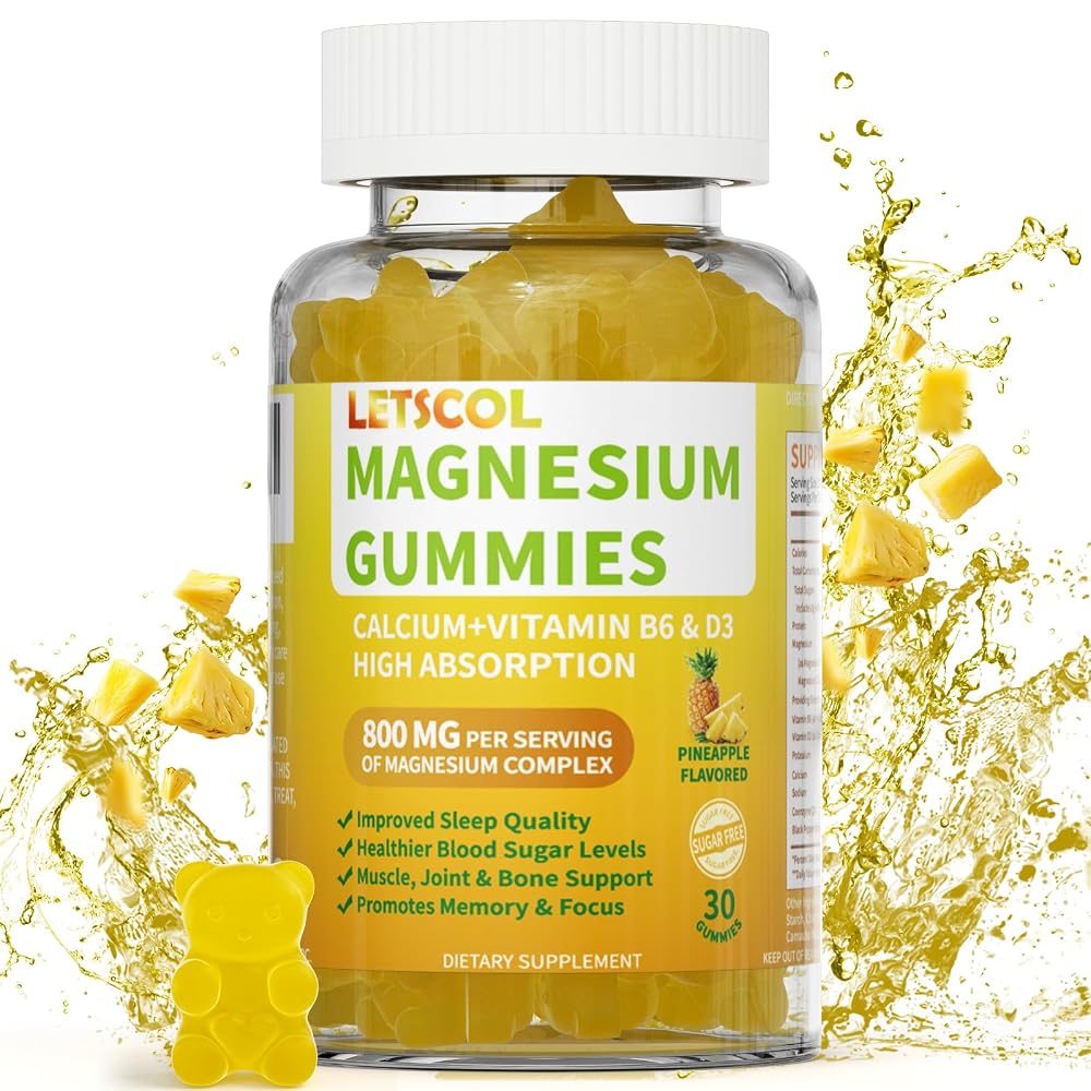 LETSCOL Magnesium Glycinate Gummies 800mg Per Serving