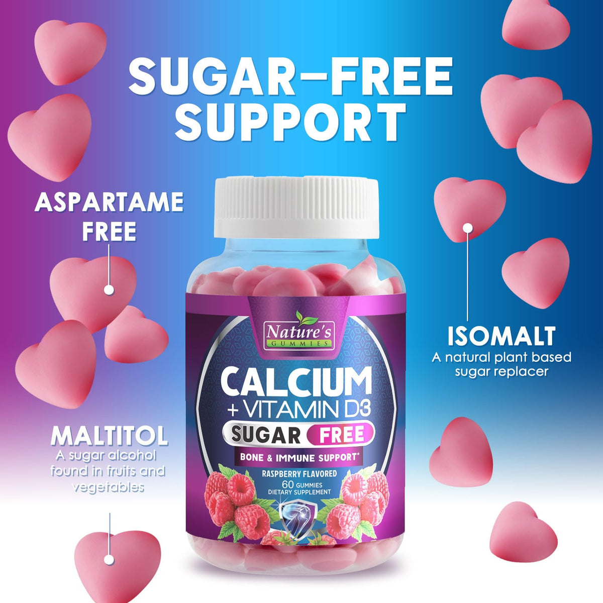Nature's Nutrition Calcium Gummies - Sugar Free Calcium Gummy
