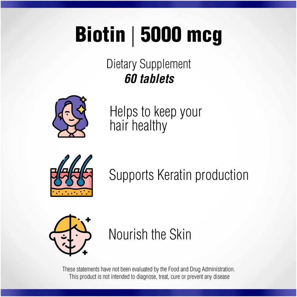 Natural Systems Biotin 5000 mcg Hair Growth Support - 60 Tablets - image 6
