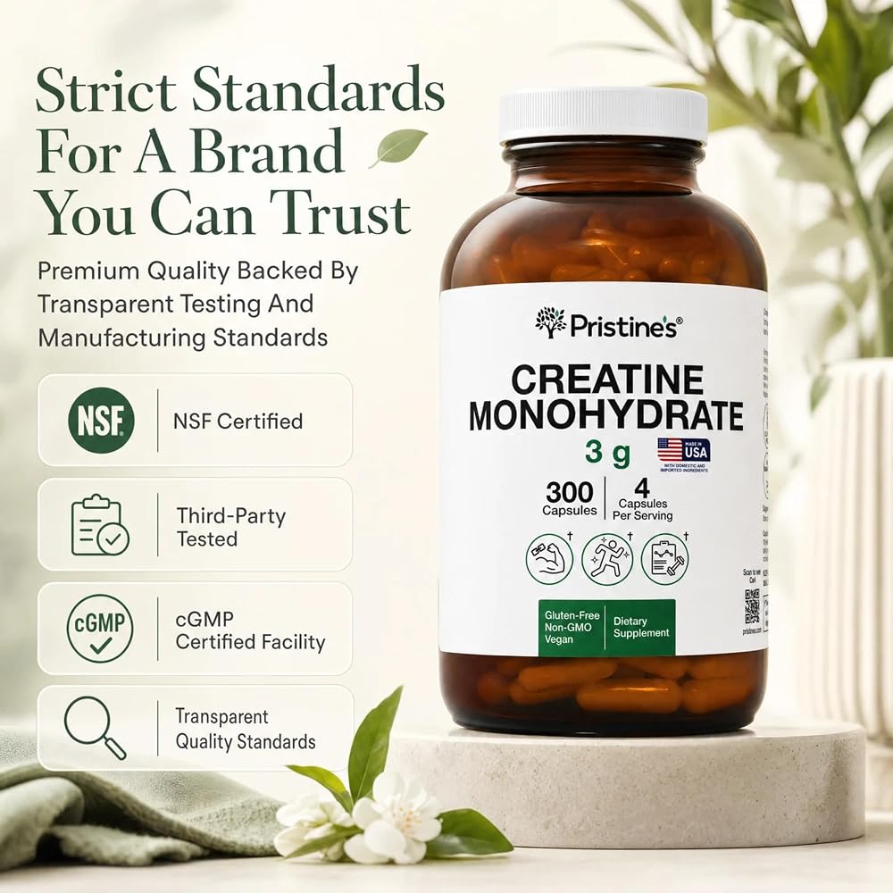 PRISTINE'S NSF Certified Creatine Monohydrate 3g - 300 Capsules - image 2