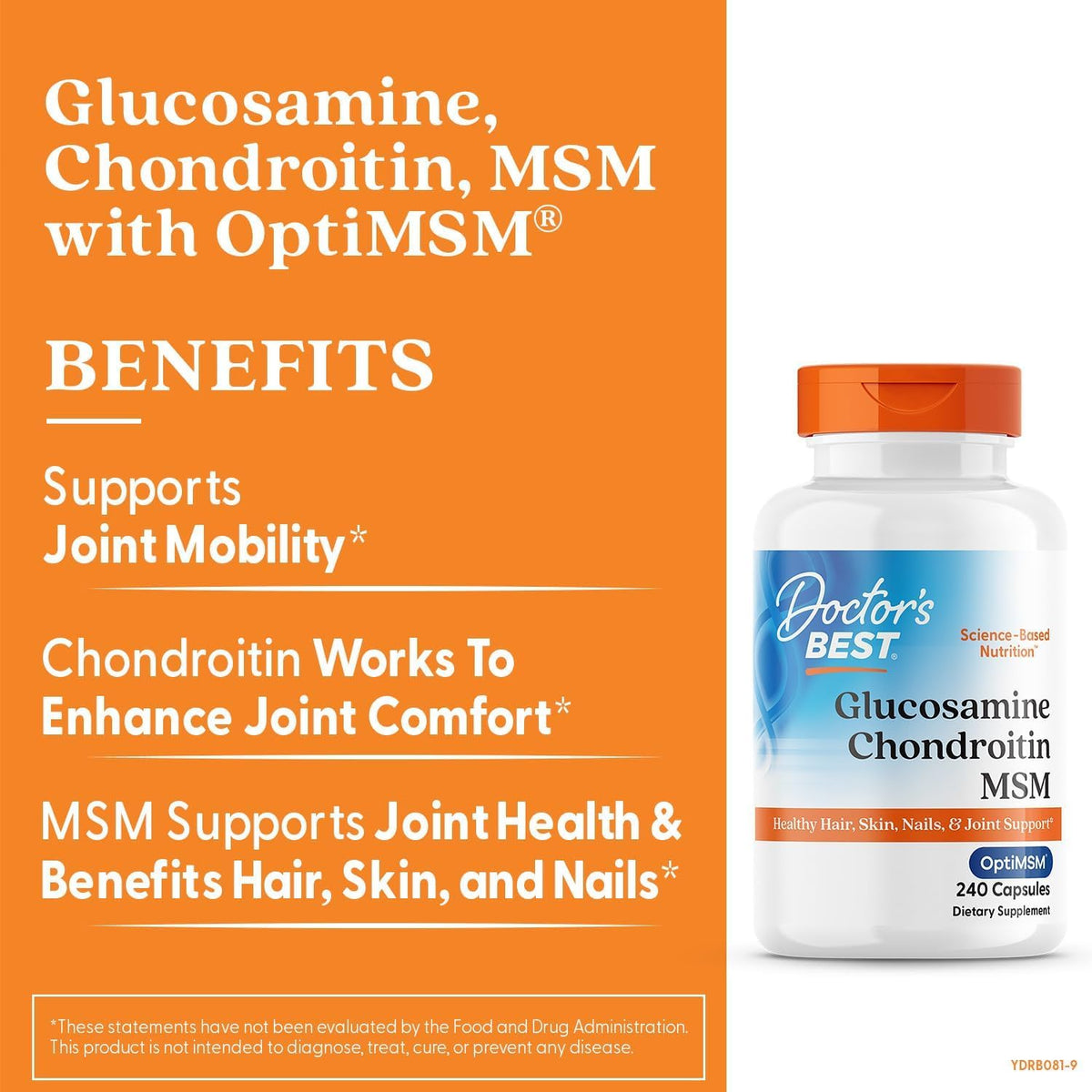 Doctor's Best Glucosamine Chondroitin MSM Joint Support - 240 Capsules - image 3