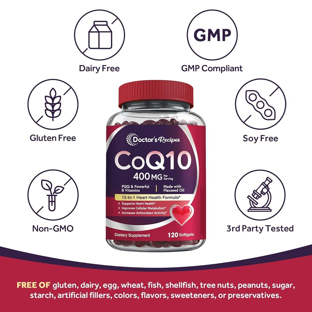 Doctor's Recipes CoQ10 400mg Softgels with PQQ & B-Complex - 120 Softgels - image 5