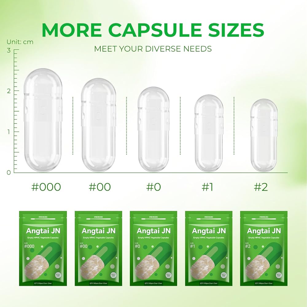 Angtai JN Empty Vegan Capsules Size 2 - 1,000 Count - image 3
