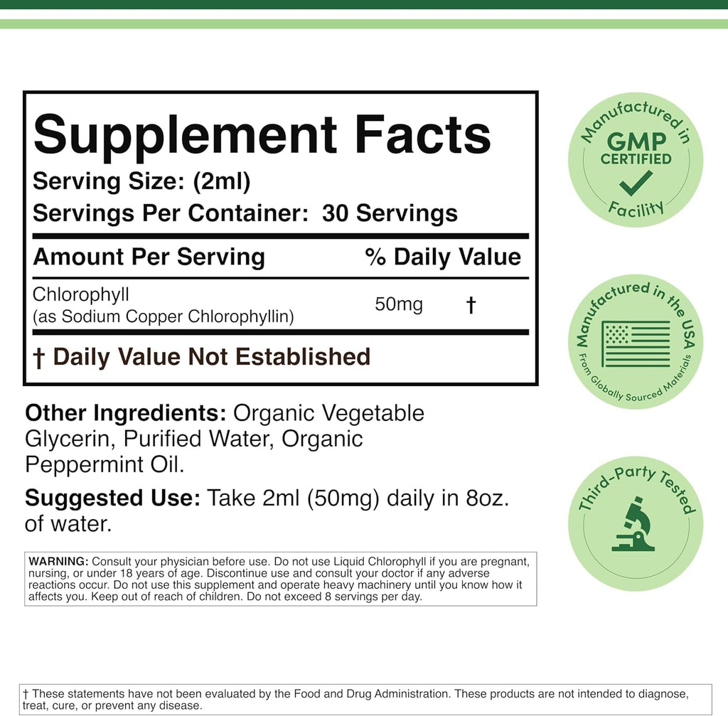 Double Wood Supplements Liquid Chlorophyll Drops Peppermint - 2 fl oz - image 2