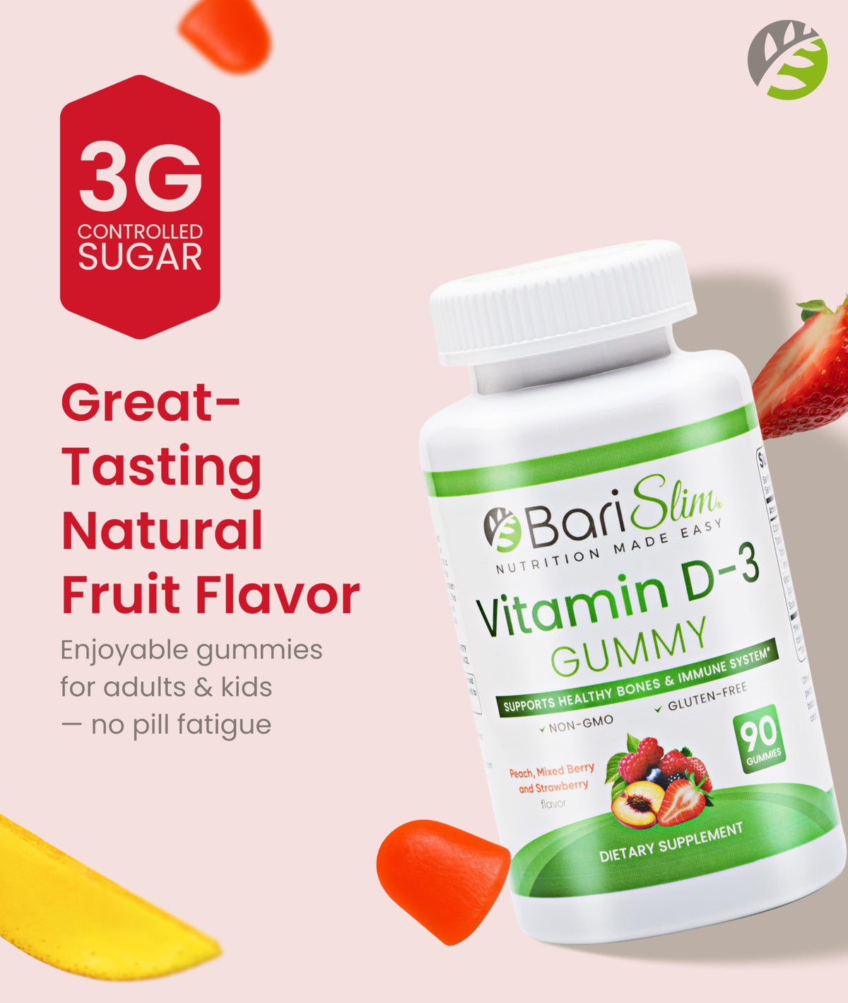 BariSlim Bariatric Vitamin D-3 Gummies - 90 Fruit Chews - image 4