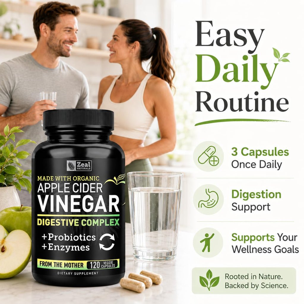 Zeal Naturals Organic Apple Cider Vinegar Capsules Digestive Complex - image 3