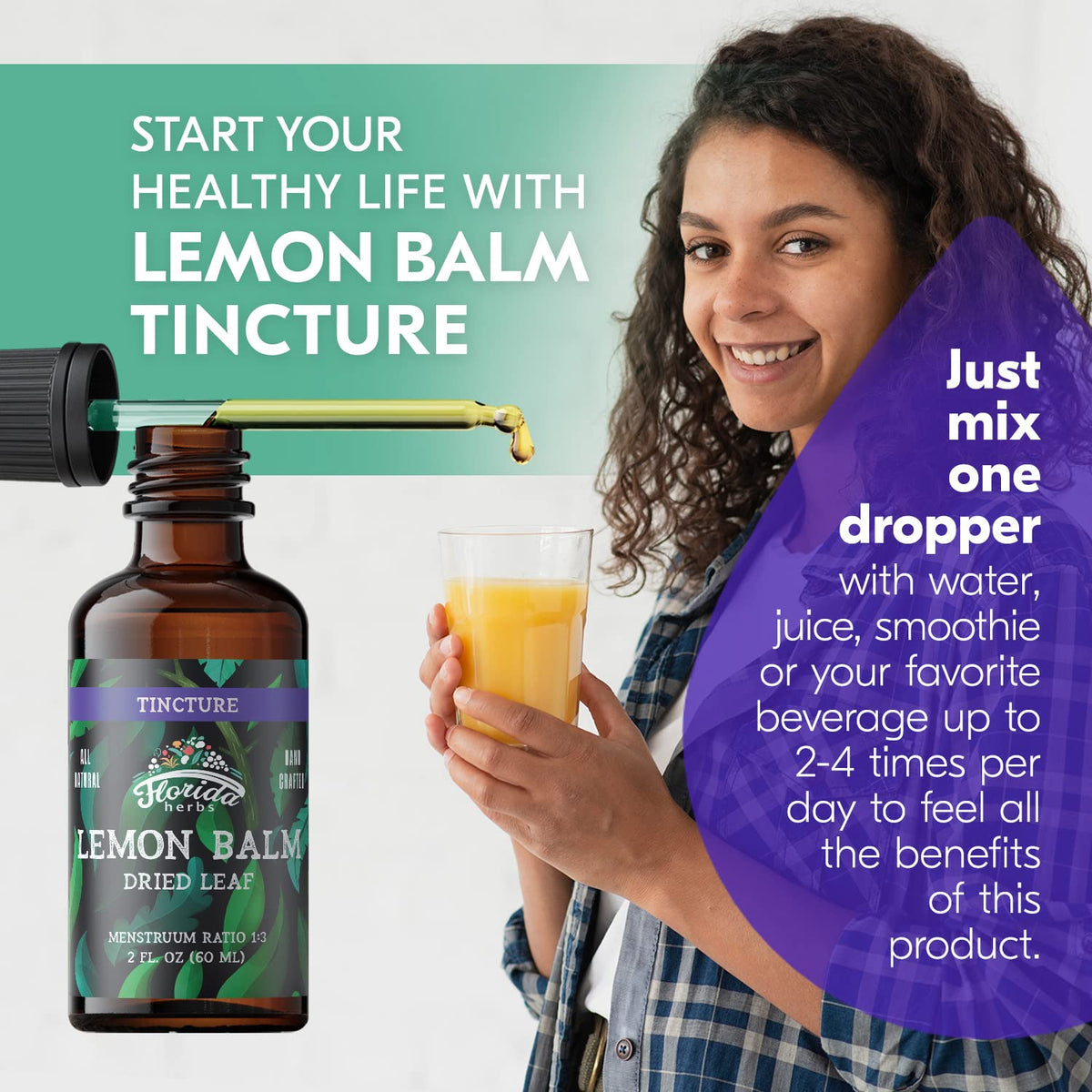 FLORIDA HERBS Lemon Balm Tincture Alcohol Free - 2 fl oz - image 2