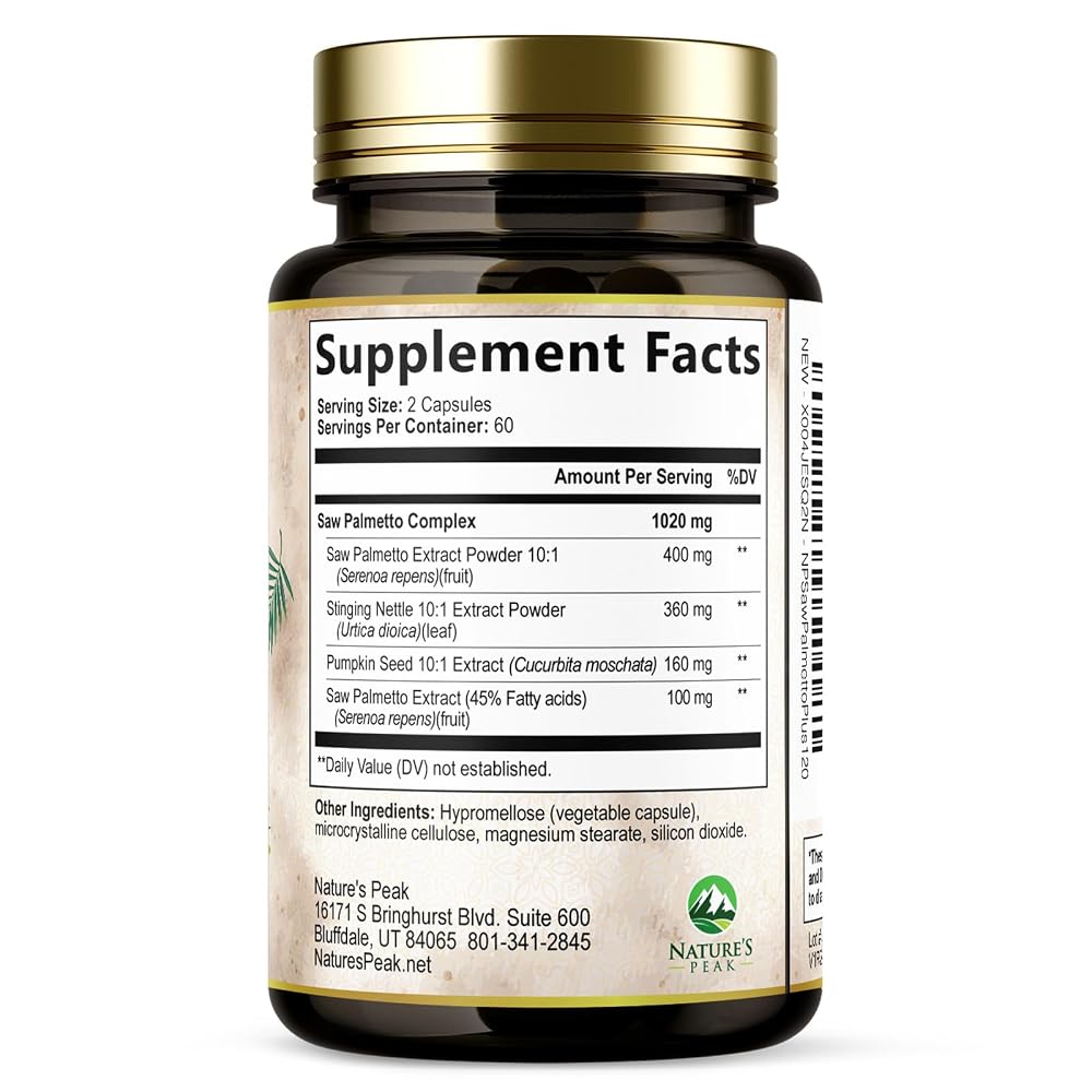 Nature's Peak Saw Palmetto Prostate Health Supplements for Men 1000mg